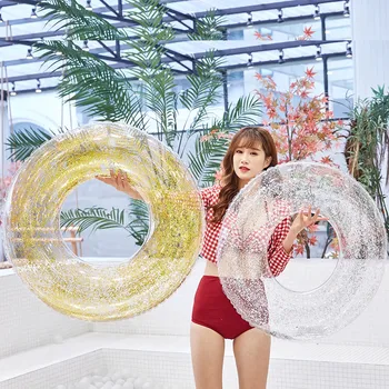 

Adults Children Inflatable Swim Swimming Ring Sequins Swimming Pool Water Float Ring ED-shipping