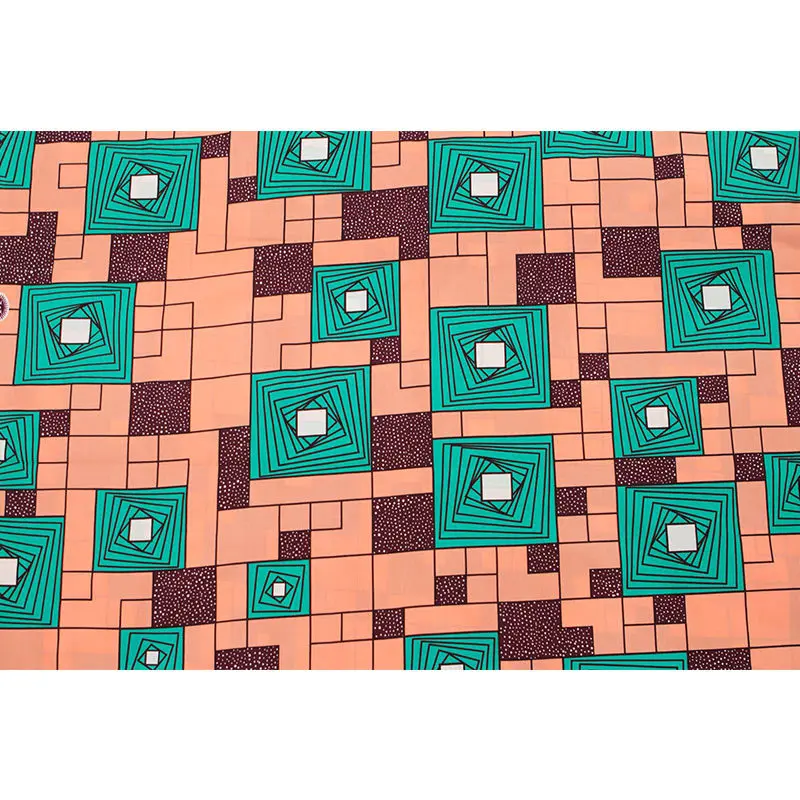 Новая африканская ткань зеленый Чистый хлопок квадратный принт ткань высокого качества настоящий воск из Анкары 6 ярдов