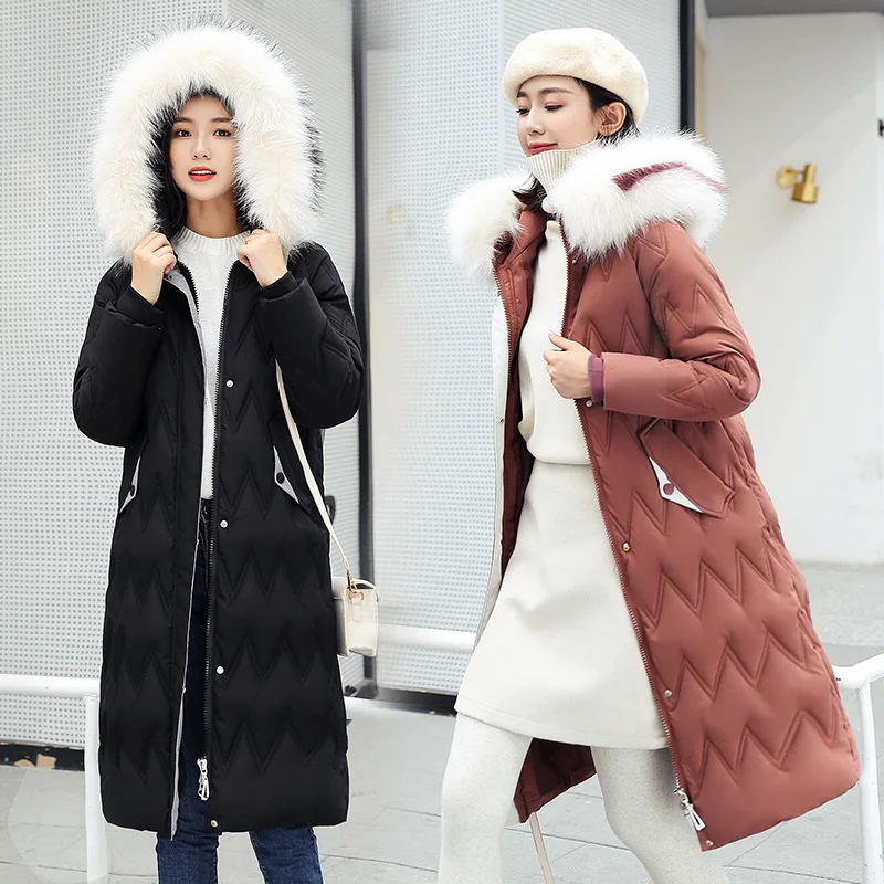 

Po ka New Style Women's Long Hooded down Cotton Students Harajuku Long Hooded Parka Cotton-padded Jacket Thick Coat