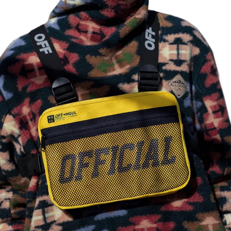 Fashion Streetwear Men Hip-Hop Chest Bag Tactical Two Straps Chest Rig Bags Trendy Style Rectangle Utility Pack G122