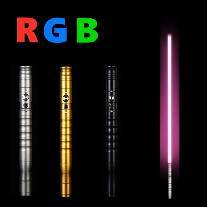 

Cosplay RGB Lightsaber Metal Handle Heavy Dueling 11 Color LED Change Volume Adjustment Force 2 Sound Fons FOC Blaster Boy Gift
