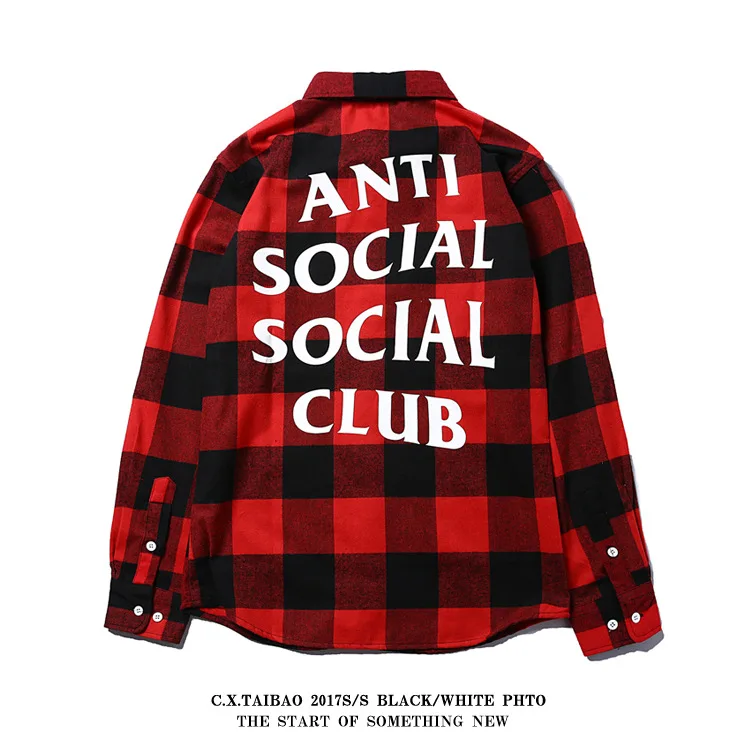 

2017 Spring And Autumn New Style Occident Fashion Anti Red Plaid Long Sleeve Men Shirt Loose Lining