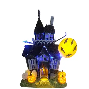 

Christmas Glowing Small House Halloween Spooky Castle Model Haunted House Castle For Halloween Decoration New Year Kids Gifts