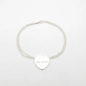 

925 sterling silver 2019 new classic heart-shaped brand perforated fashion ladies bracelet European and American style holiday g