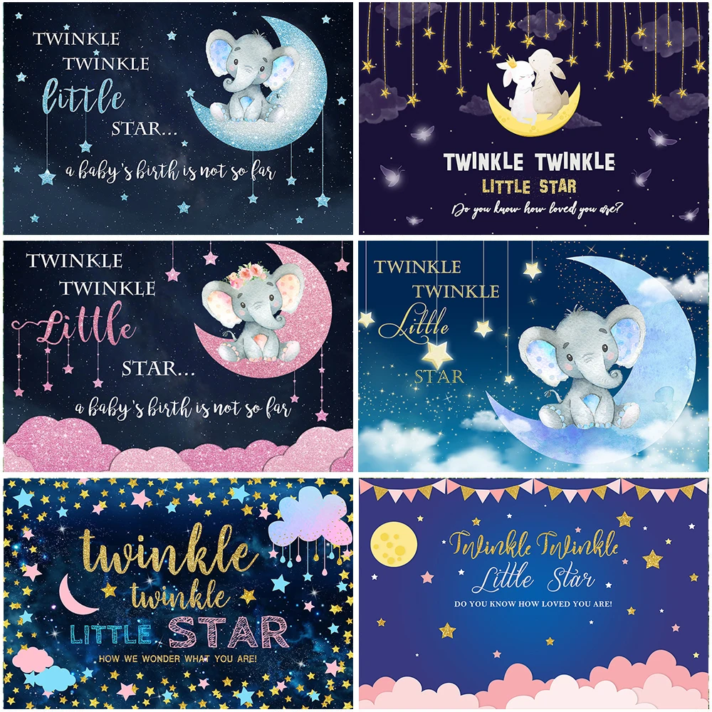 Mocassino Ragazzo Elefante Sfondo Scintillio Piccola Stella Baby Shower Fotografia Sfondo Elefante Blu Baby Shower Fondali Per Feste