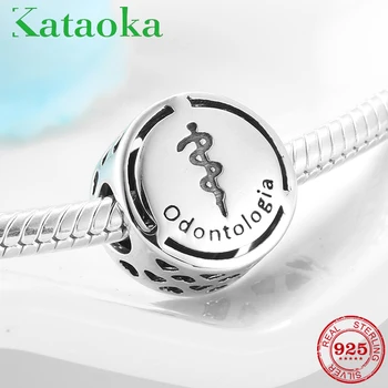 

925 Sterling Silver Successful career sign Dentistry Beads Charm Fit Original European Bracelet Bangles DIY Jewelry Odontologia