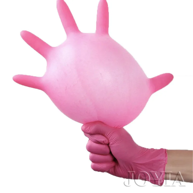 100pcs Disposable Gloves Red Pink Latex Free Woman Female Household Work Elastic Nitrile Vinyl Gloves For Girls