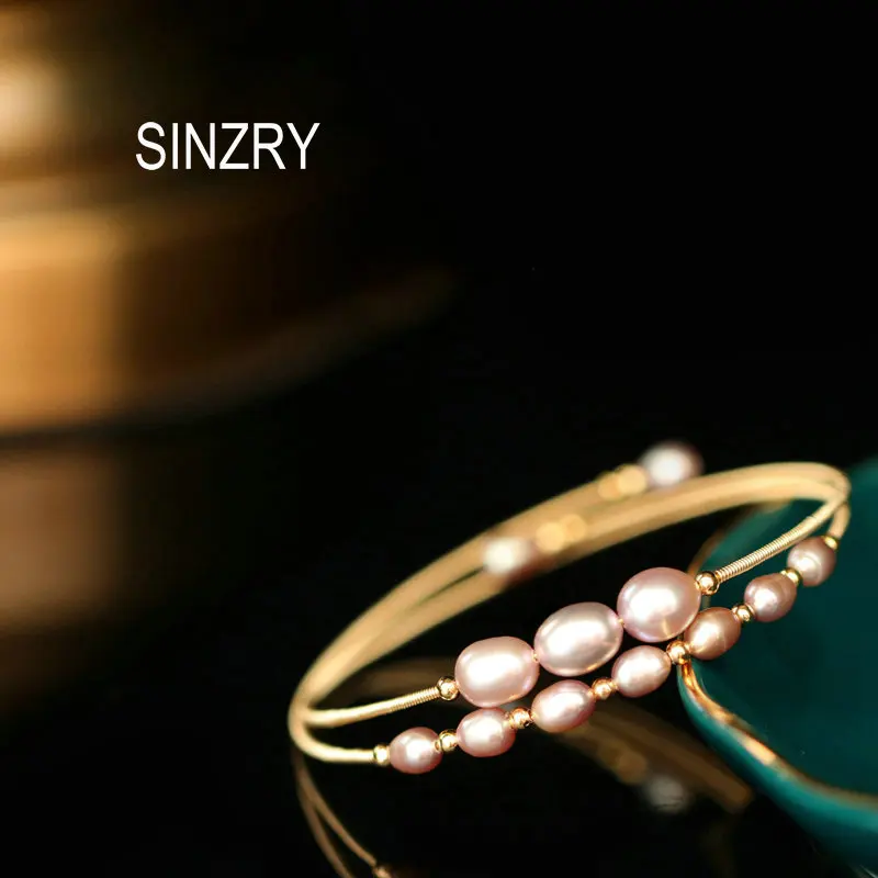 

SINZRY hotsale handmade creative natural freshwater pearl charm bangles elegant jewelry accessory for female