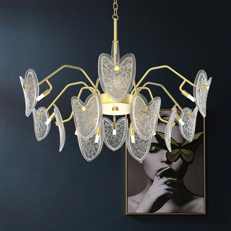 

Modern crystal chandelier LED bulb contemporary wedge button switch brushed stainless steel suede frosted glass pendant lamp