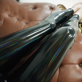 

High Waist Shiny Pu Leather Pencil Pants Elastic Skinny Skin Trousers Rubber Wet Look Side Split Ankle Zipper Plus Size Oversize