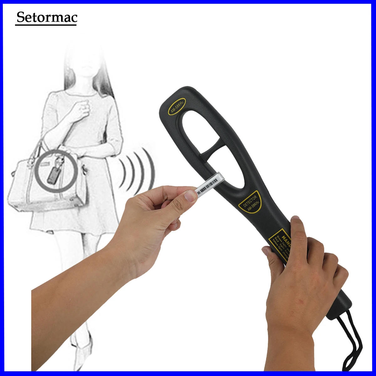 

Handheld Security Label Detector 58Khz EAS Systems EAS Handheld Detector Mini Anti Sholifting System Sound Light Alarm