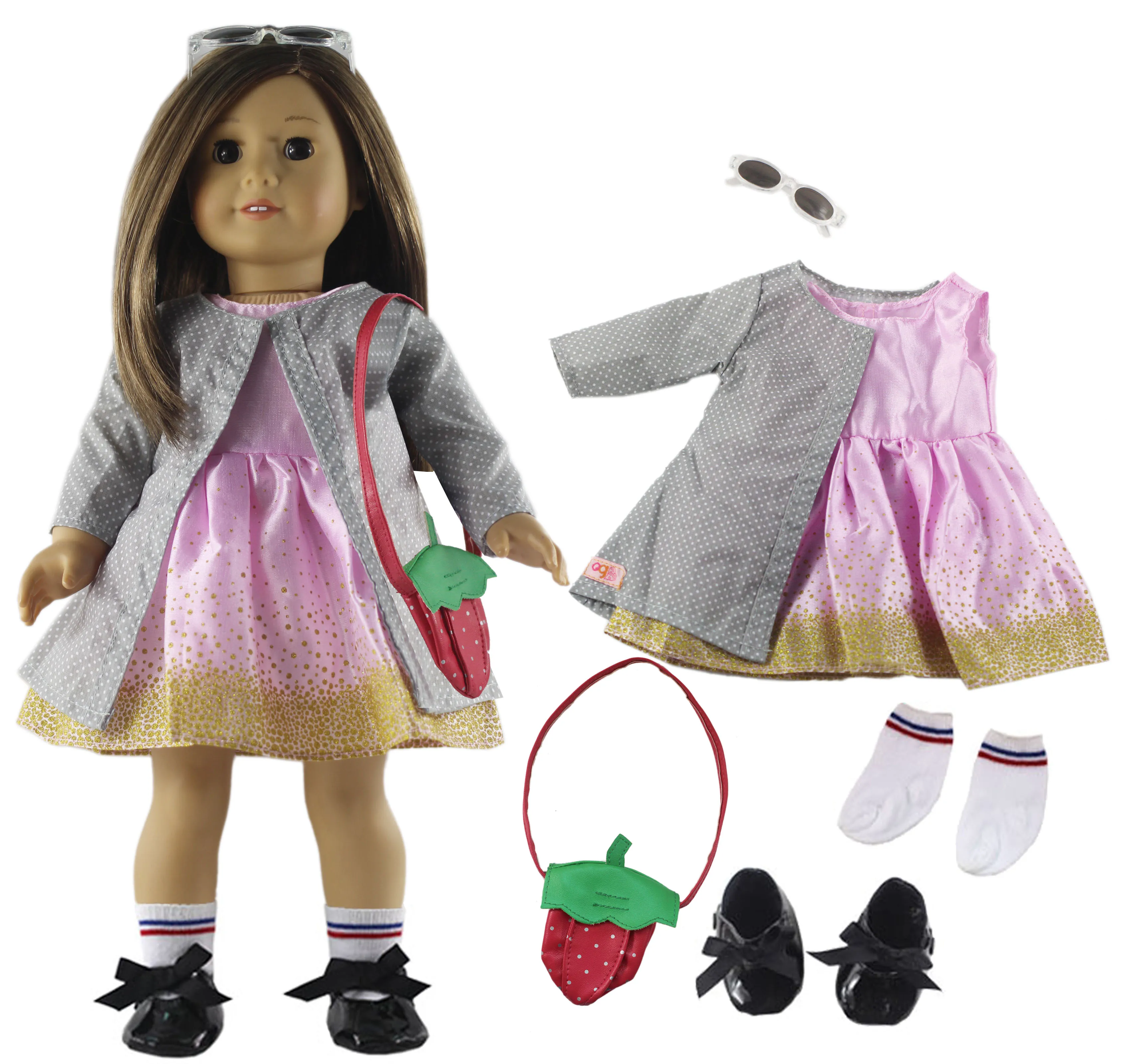 1 комплект Одежда для кукол наряд Одежда Обувь для 18 дюймов американская кукла много стилей на выбор A20 - Цвет: 6 PCS Outfit A05