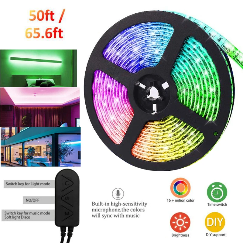 

LED Strip 5050 24V LED Lights Waterproof 5M 10M 15M 20M LED Light strip 24Key RGB controller 12V LED tape flexible ribbon