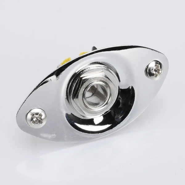 Chrome Plated Oval Output Jack Plate With 2 Mounting Screws For Electric Guitar