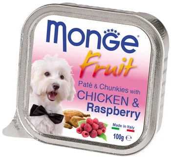 

MONGE MONGE DOG FRUIT for adult dogs with chicken pate and raspberries 100g