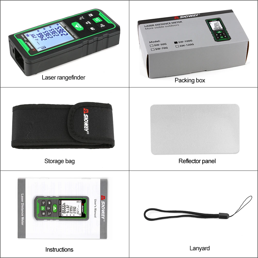 SNDWAY Laser Rangefinder Green Lines Distance Rangefinder Digital Range finder Laser Tape Distance Ruler Sensor Distance Meter SNDWAY Laser Rangefinder Green Lines Distance Rangefinder Digital Range finder Laser Tape Distance Ruler Sensor Distance Meter