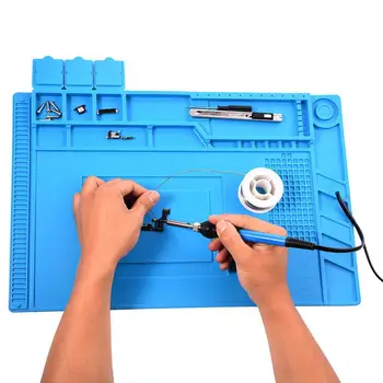

S-160 45x30cm Heat Insulation Silicone Pad Desk Mat Maintenance Platform for BGA Soldering Repair Station with Magnetic Section