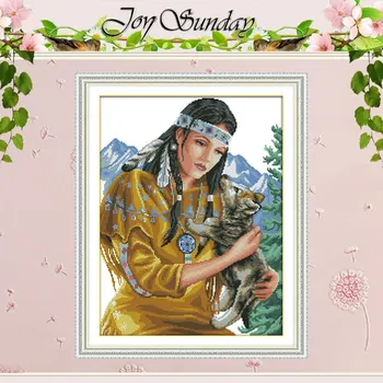 

Beauty and wolf pup Patterns Counted Cross Stitch 11CT 14CT Cross Stitch Set Wholesale Cross-stitch Kit Embroidery Needlework