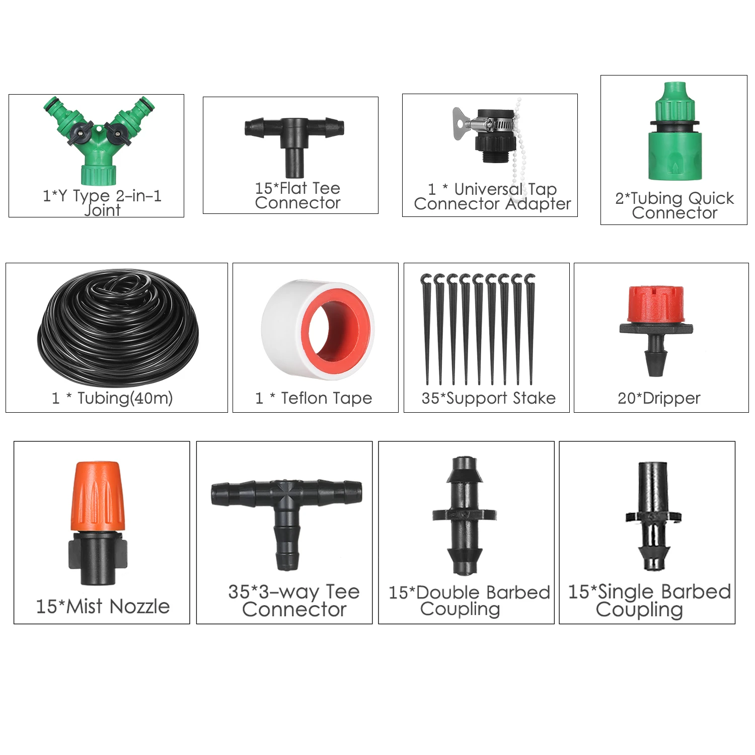 Plant Watering Drip Irrigation Kit DIY Watering System with Electronic Automatic Irrigation Timer Nozzles Misters Drippers 