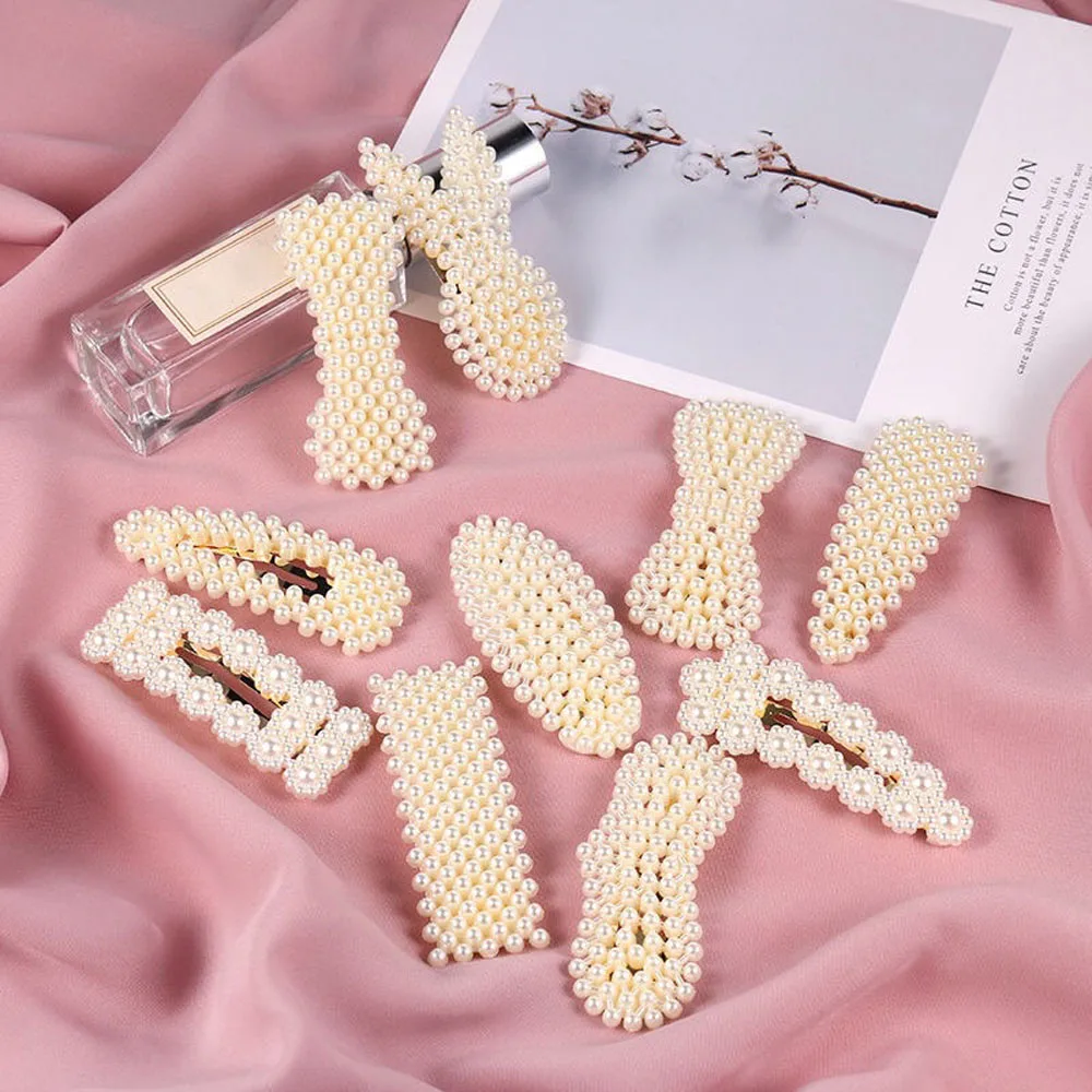 

New 9 Styles Fashion Pearl Hair Clip for Women Elegant Korean Design Pearl Metal Hair Clips Hairpin Hair Styling Accessories