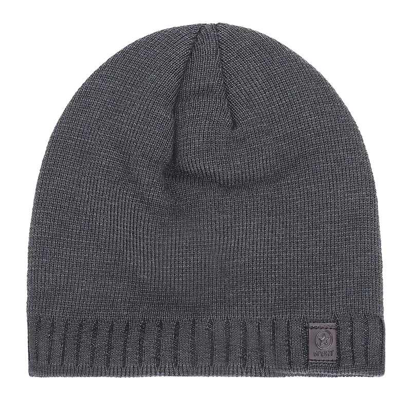 HC003-179Darkgray 1 шт. теплые мужские шапочки для ушей, вязанная зимняя шапка Skullies, модная однотонная шапка в стиле хип-хоп, зимние шапки для мужчин - Цвет: HC003-179Darkgray