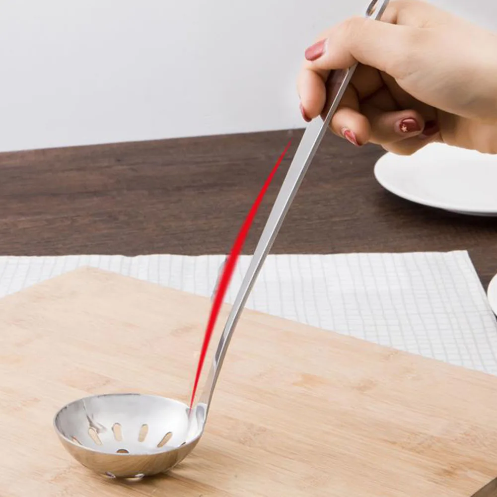 Slotted Spoon Colander Hanging Long Handle Non Slip Kitchen Supplies Heat Resistant Soup Portable Strainer Stainless Steel