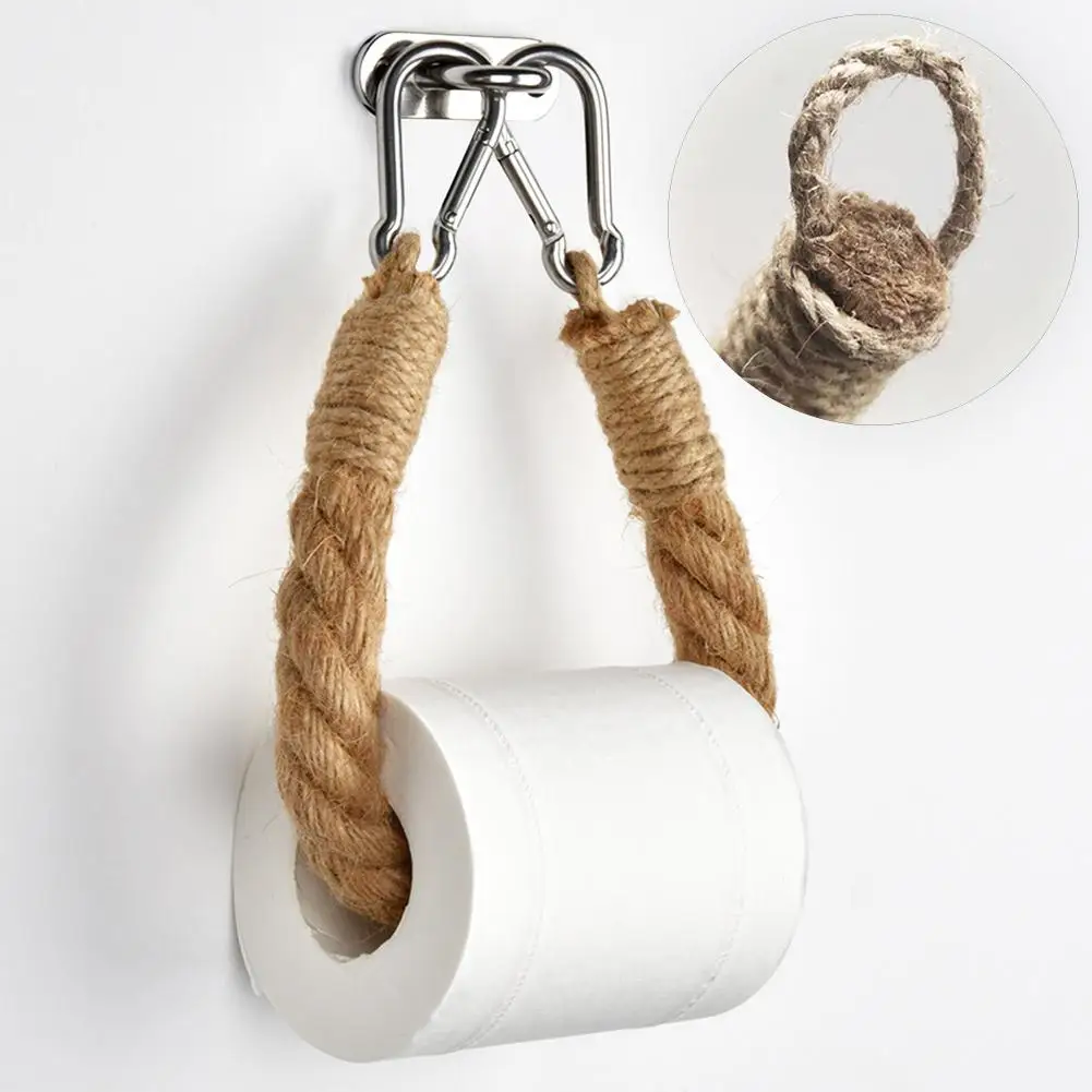 40/50/60/70cm Vintage Style Woven Hanging Rope Toilet Paper Roll Holder Decor towel holder wall rack | Обустройство дома