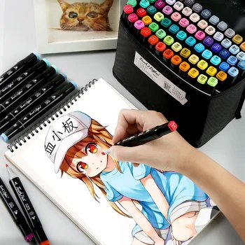 

Marker pen brush set anime student design 30/40/60 color double head color oily POP pen full set of 168 color art supplies