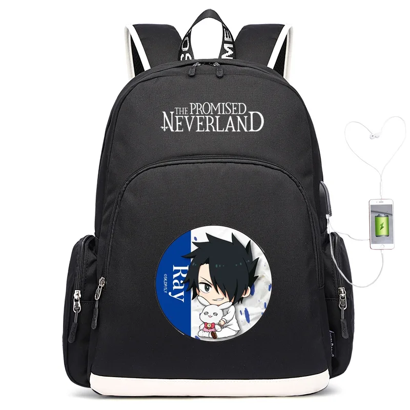 

Agreed Neverland The Promised Neverland Backpack Students USB School Bag Casual Backpack