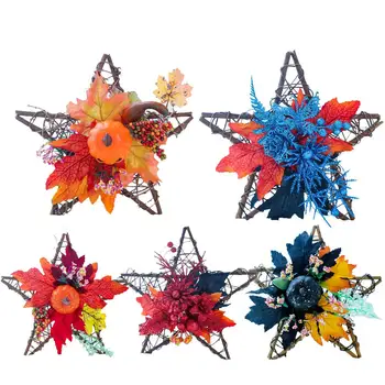 

Halloween Kunstmatige Krans Gloeiende Pompoen Maple Leaf Bessen Krans Hanger Opknoping Decor Prop Voor Indoor Outdoor decor