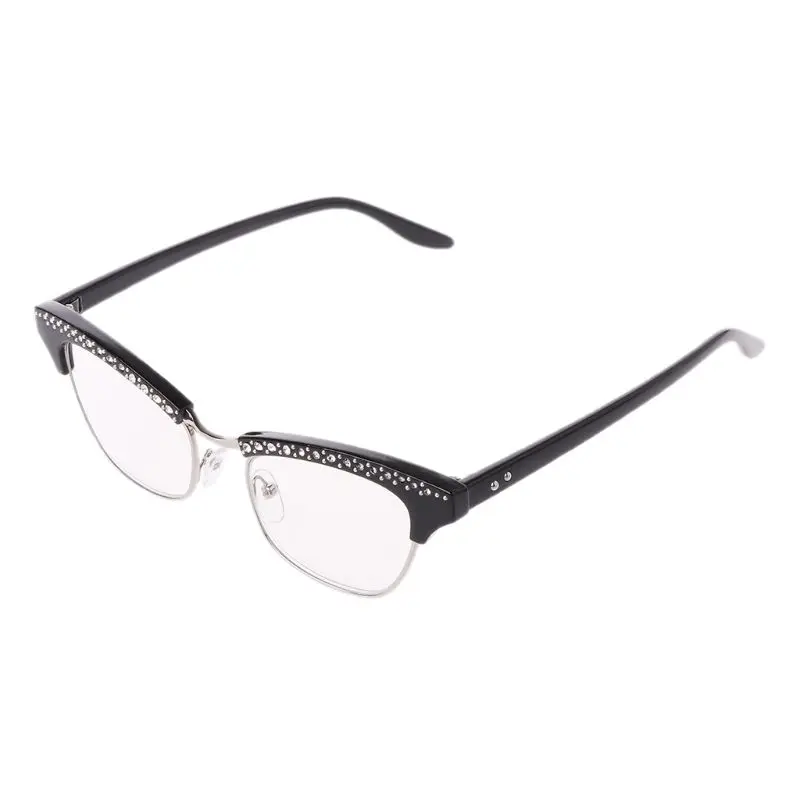 Модные женские очки для чтения «кошачий глаз» украшение со стразами-кристаллами дальнозоркости очки+ от 1,0 до+ 3,5 - Цвет оправы: 5AC101295-BK-100