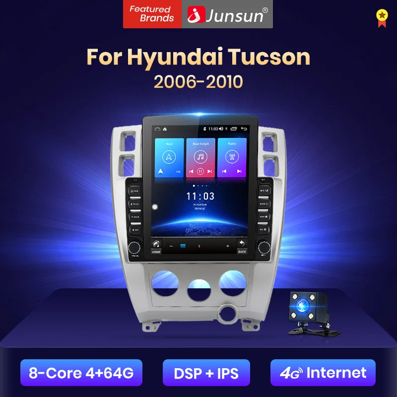 Junsun V2 Pro Вертикальный стиль 4G + 64G CarPlay DSP для Hyundai Tucson 2006 2010 Android 8 1 автомобильное