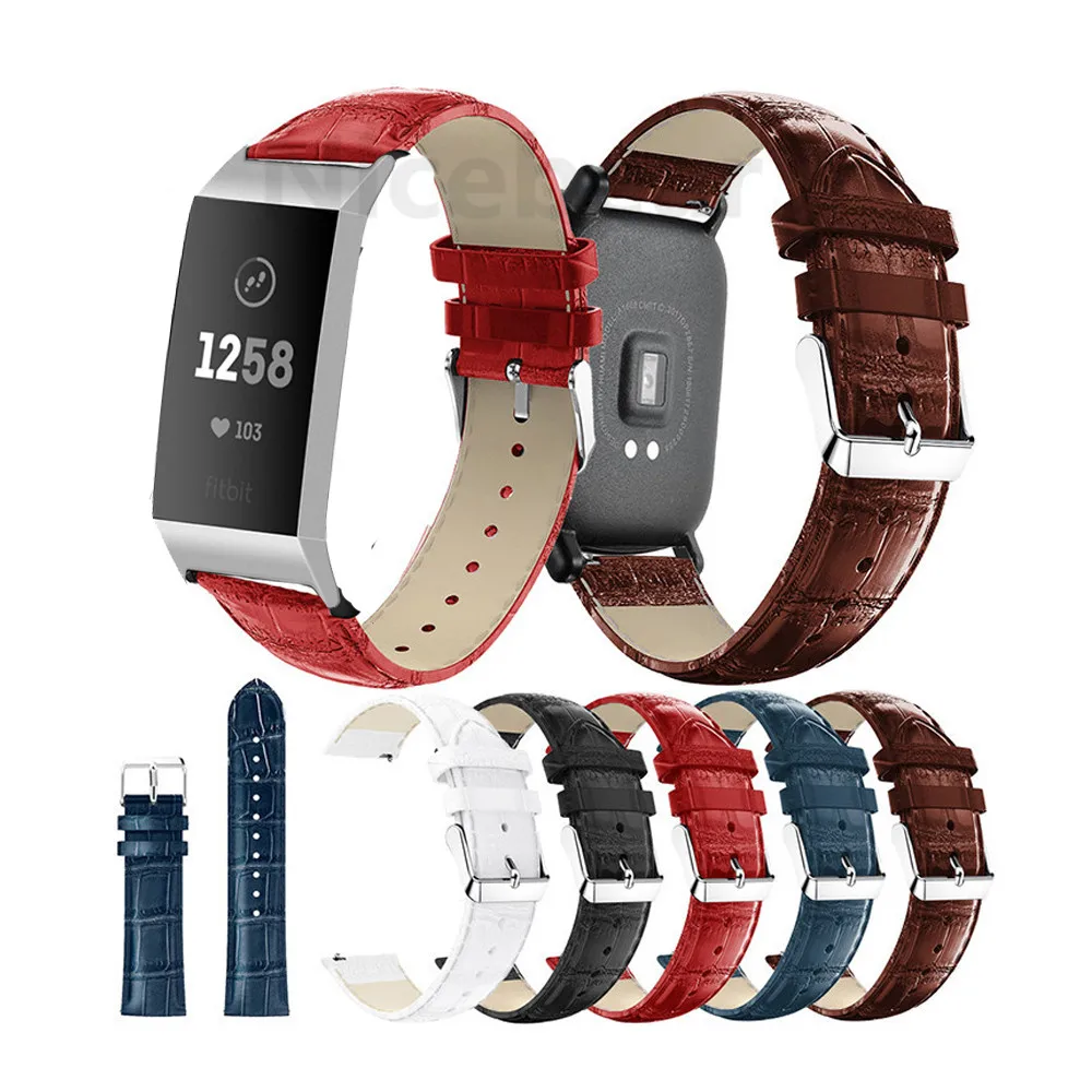 For Fitbit Charge 4 Genuine Leather Wrist Band Strap for Fitbit Charge