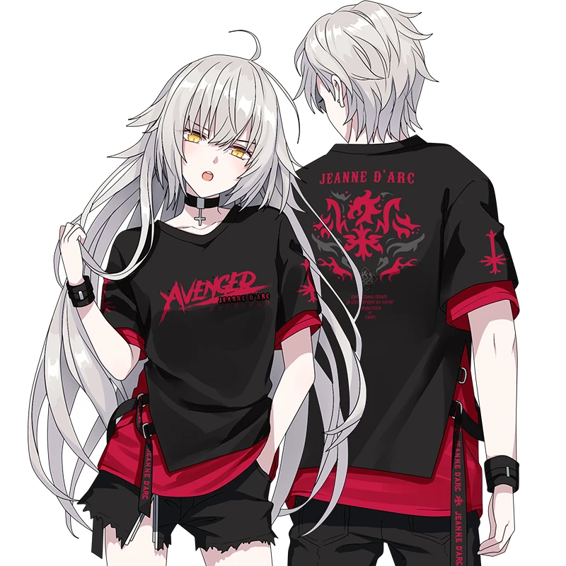 Футболки для косплея Джоан де АРК из аниме Fate Grand Order черный красный топ с коротким