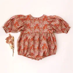 Barboteuse en coton à manches longues pour nouveau né fille, vêtements une pièce, nouvelle collection printemps été 
