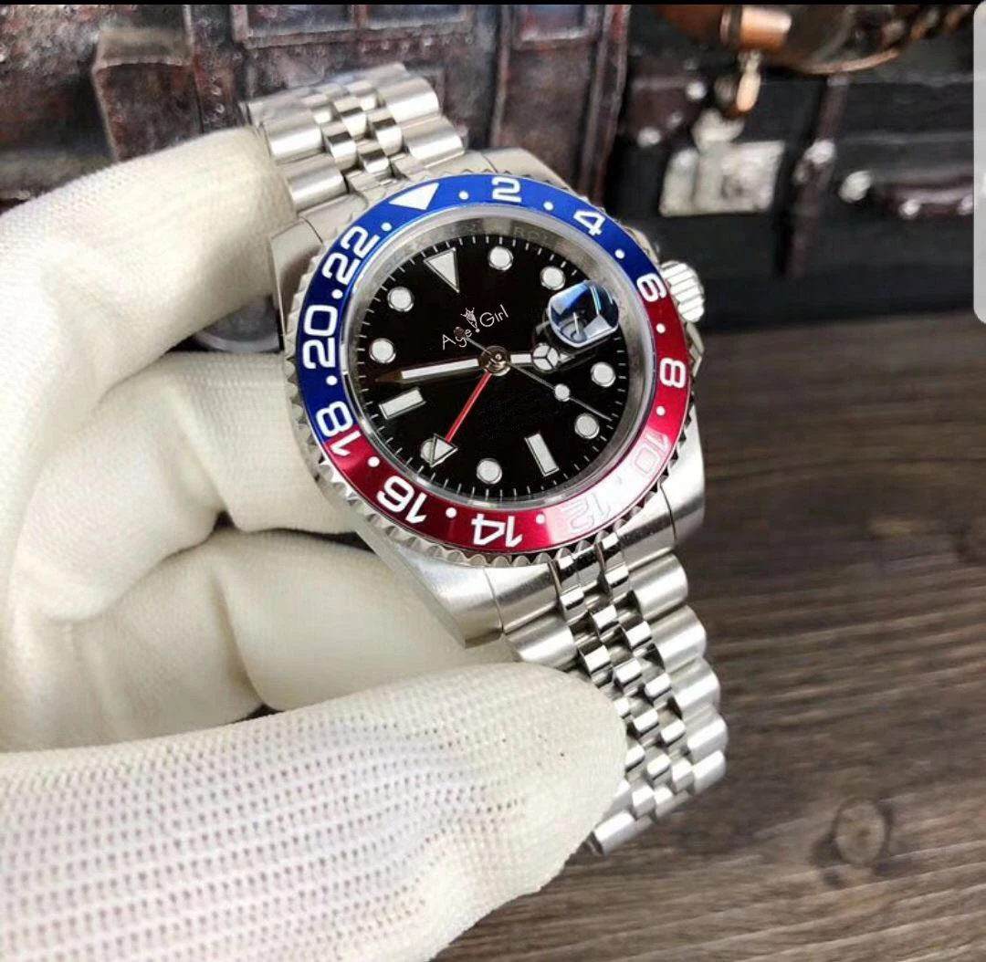 

2018 Famous Brand New Men Automatic Mechanical Watches Black Blue Ceramic Bezel GMT Stainless Steel Sapphire Glass Watch AAA+