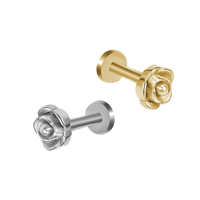 2Pcs Surgical steel 16G Cartilage Tragus Helix Daith Ear Piercing Earring women Cluster Flower Internally Thread Labret Lip Ring - Image 6