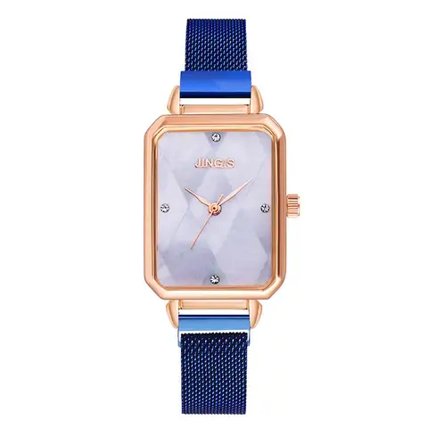 Women Watches Luxury Magnet Buckle Rectangular Dial Rhinestone Watch Ladies Quartz Wrist Watch Bracelet Set Reloj Mujer