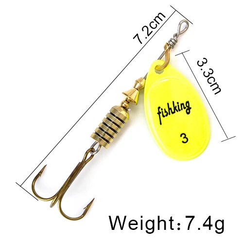 FISH KING Spinner Bait 3.9g 4.6g 7.4g 10.8g 15g Spoon Lures pike Metal With Treble Hooks Arttificial Bass Bait Fishing Lure as photo
