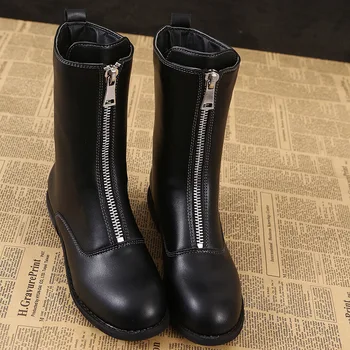

Boots 2019 autumn and winter new female front zipper in the tube with thick with fashion casual Martin boots boots women