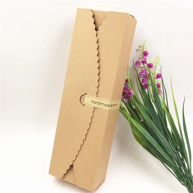 

50Pcs/Lot Long Paper Box With Rectangular Handmade Sticker For Decoration Dried Petals Scented Tea Perfume Lipsticks Tie Case