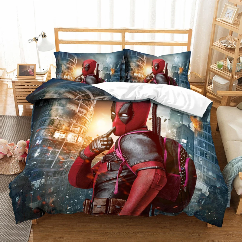

Marvel Deadpool 3D bedding set Children room decor Duvet Covers Pillowcases Super hero New Mutants Deadpool bedclothes bed linen