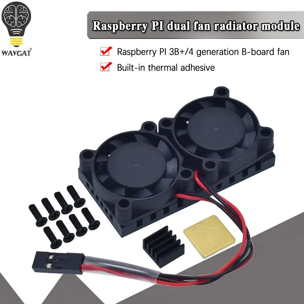Raspberry Pi 4 Modello B,3B + Doppia Ventola Con Kit Dissipatore Pi 4B, Kit Ventola Di Raffreddamento Con Nastro Per Raspberry Pi 4B / 3 B +