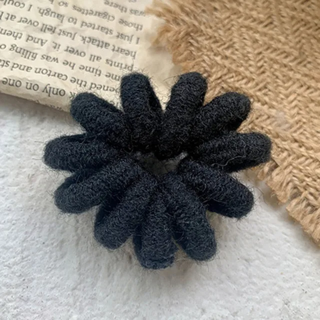 1PC Elastic Hair Bands Velvet Spiral Shape Ponytail Holders Hair Ties Gum Rubber Band Hair Rope Telephone Wire Hair Accessories black