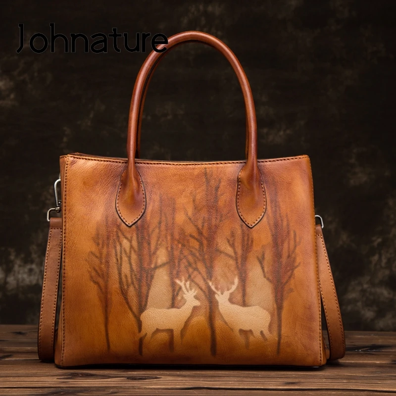 ^*Best Offers Johnature роскошные сумки из натуральной кожи большая вместительность Повседневная Сумка-тоут 2020 новые винтажные сумки через плечо с принтом ж... ^*Best Offers Johnature роскошные сумки из натуральной кожи большая вместительность Повседневная Сумка-тоут 2020 новые винтажные сумки через плечо с принтом ж...
