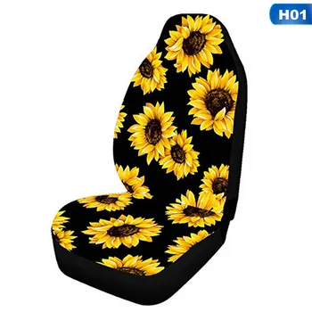 

1pc/2pcs Car Seat Cover Full Wrap Breathable Wear-resistant Sunflower Print Seat Cover Protective Cover Seat Cover Car