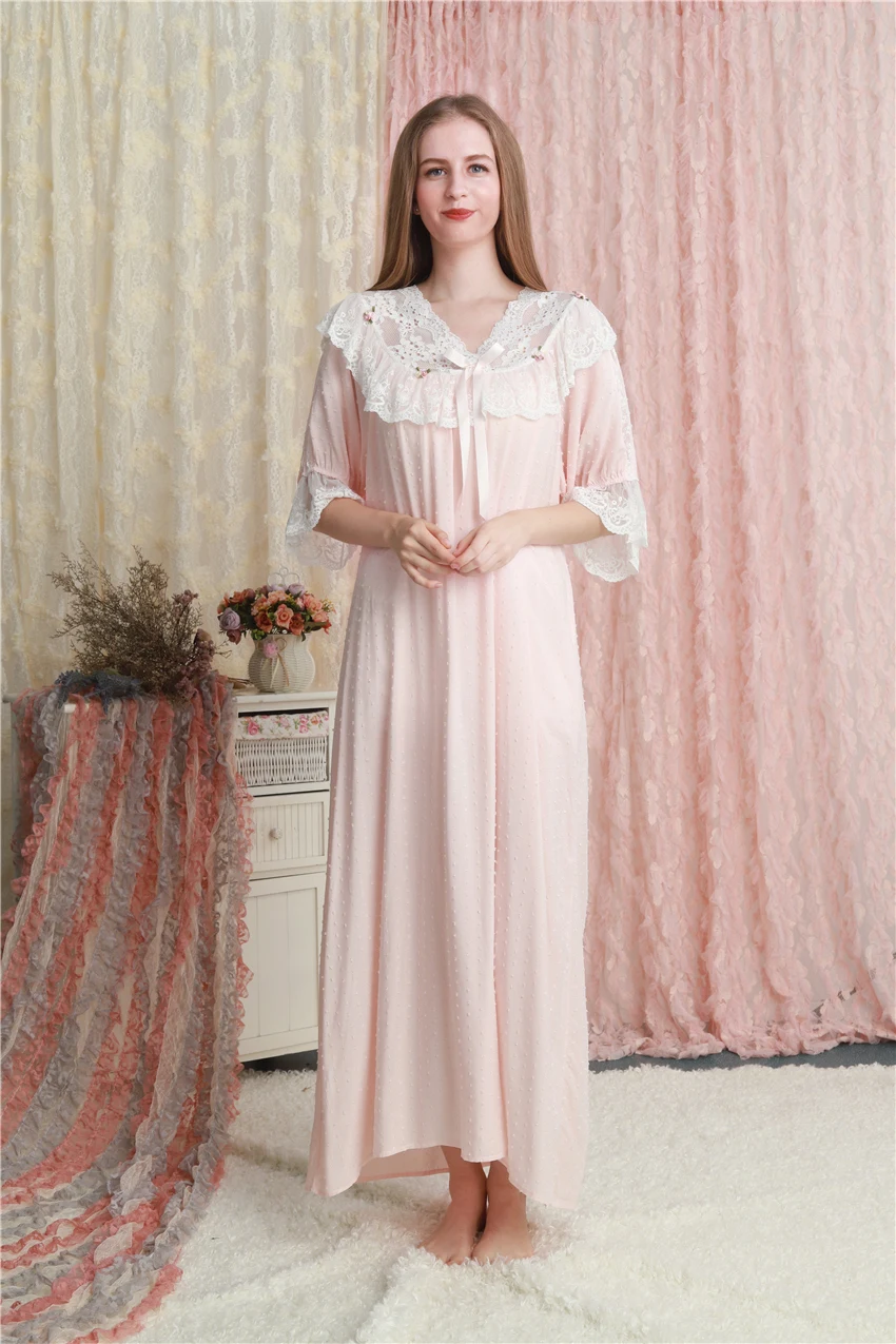 Nightgown Women Dress Princess Sleepshirts Vintage Nightdress Pink Cotton Romantic Nightgowns Nightdress Lounge Sleepwear Nightgowns Sleepshirts Aliexpress