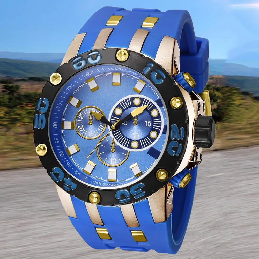 

Fashion Alloy Case Round Dial Sub-dial Decoration No Number Waterproof Sports Quartz Wrist Watch Men Gift with Precise Time