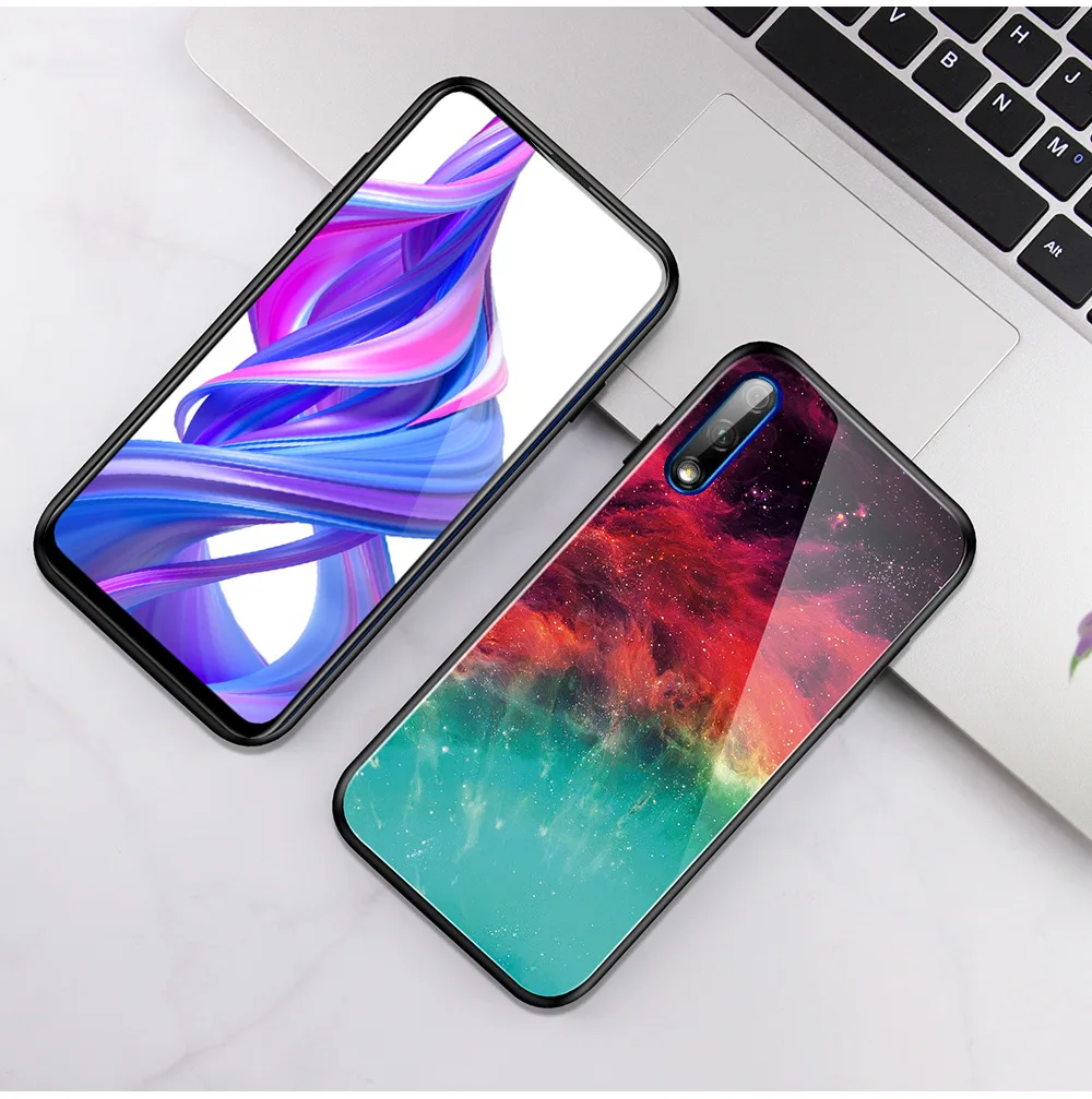 Чехол из закаленного стекла для huawei Nova 5 5i Honor 9X 9X Pro Honor 20 Feather Print Cover для huawei P30 P30 Pro mate 20 20X20 Pro