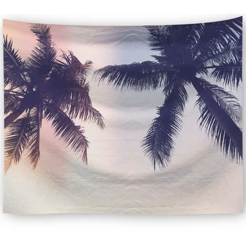

Blue Sky Summer Beach Tapestry Wall Hanging Natural Views Tapestry Sea Sunset Print Tapestries Living Room Palm Leaf Home Decor